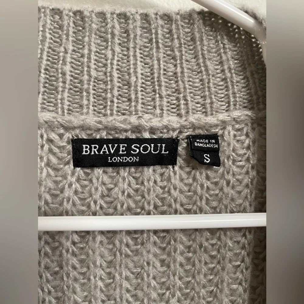 ASOS - Brave Soul London - Women’s Grey Knit Open Front Slouchy Cardigan - SizeS